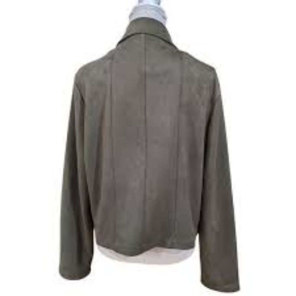 NWT Bagatelle NYC Collection Faux Suede Bomber Jacket Night Out Olive Green - Picture 2 of 8